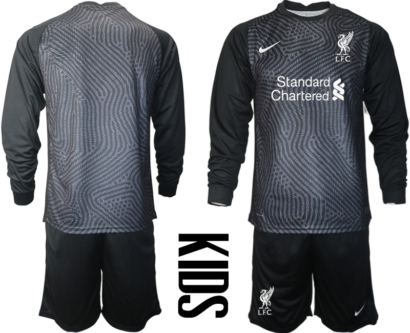 2021 Liverpool black Youth long sleeve goalkeeper soccer jerseys